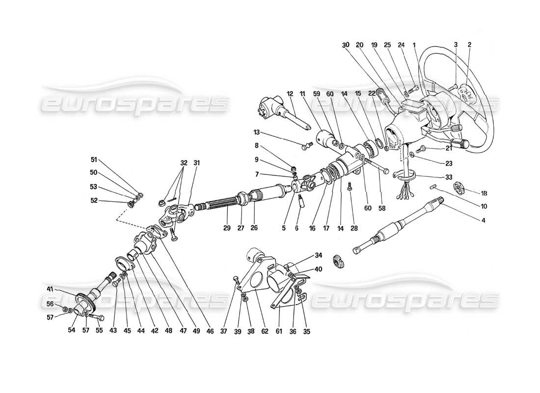 FERRARI 288 GTO STEERING CULUMN PART DIAGRAM ferrari 288 gto steering culumn part diagram