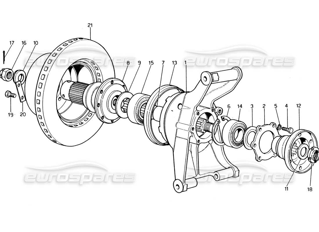 ferrari 365 gt4 2+2 (1973) rear suspension and brake disc part diagram