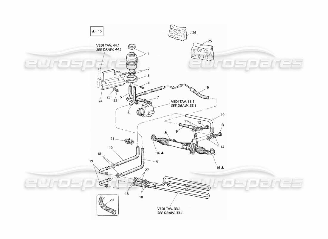 maserati qtp v6 evoluzione power steering system parts diagram