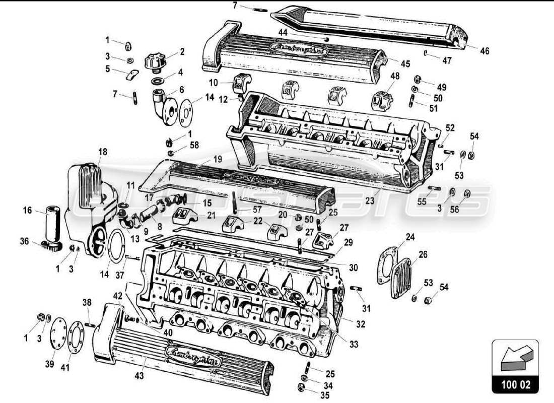 LAMBORGHINI MIURA P400 CYLINDER HEADS PART DIAGRAM lamborghini miura p400 cylinder heads part diagram