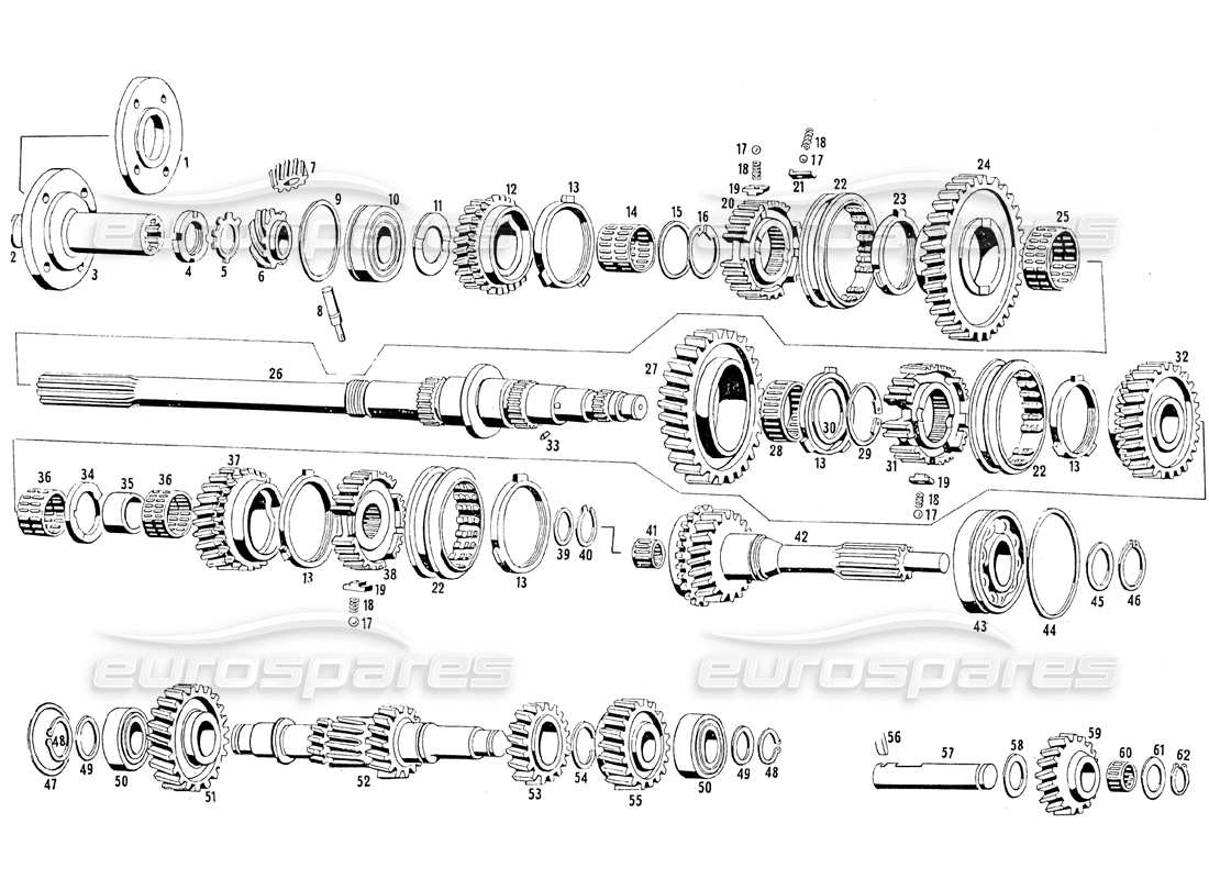 maserati mistral 3.7 transmission gears (s5 20) parts diagram
