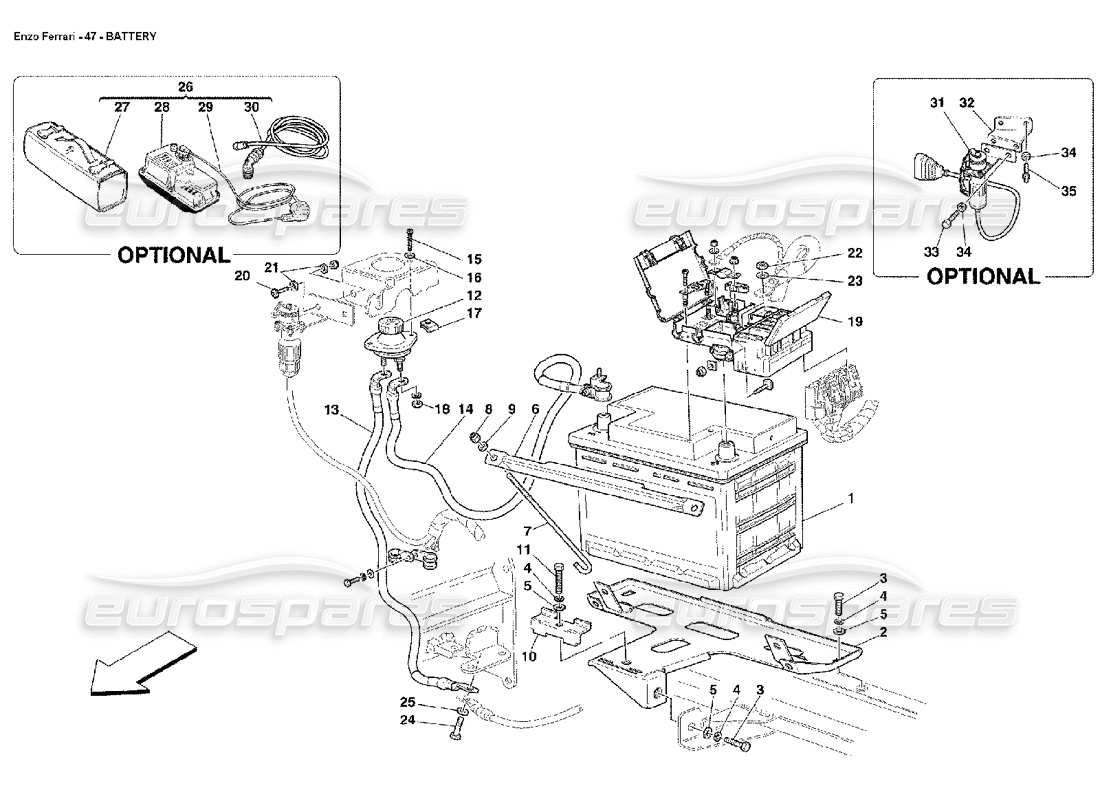 ferrari enzo battery parts diagram