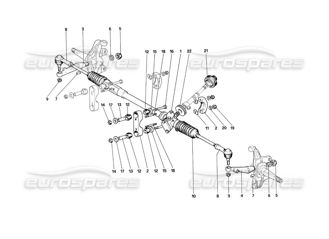 ferrari 308 quattrovalvole (1985) steering box and linkage parts diagram