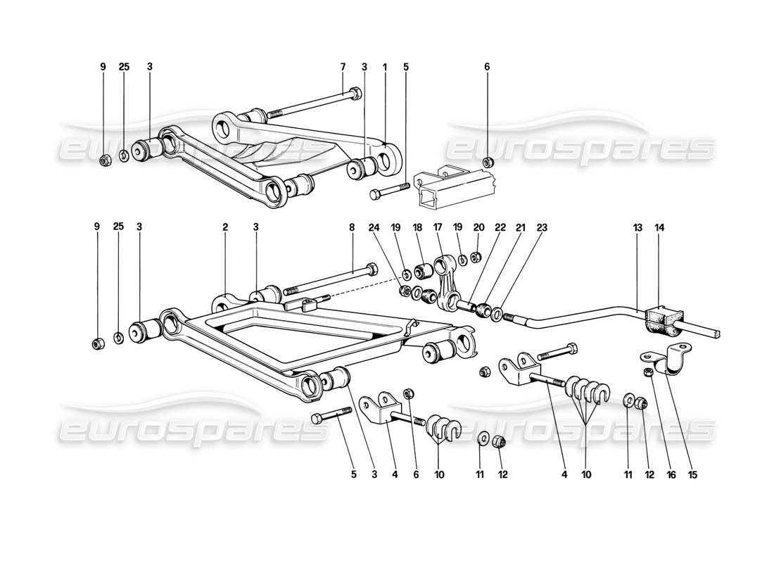 ferrari mondial 3.2 qv (1987) rear suspension - wishbones parts diagram