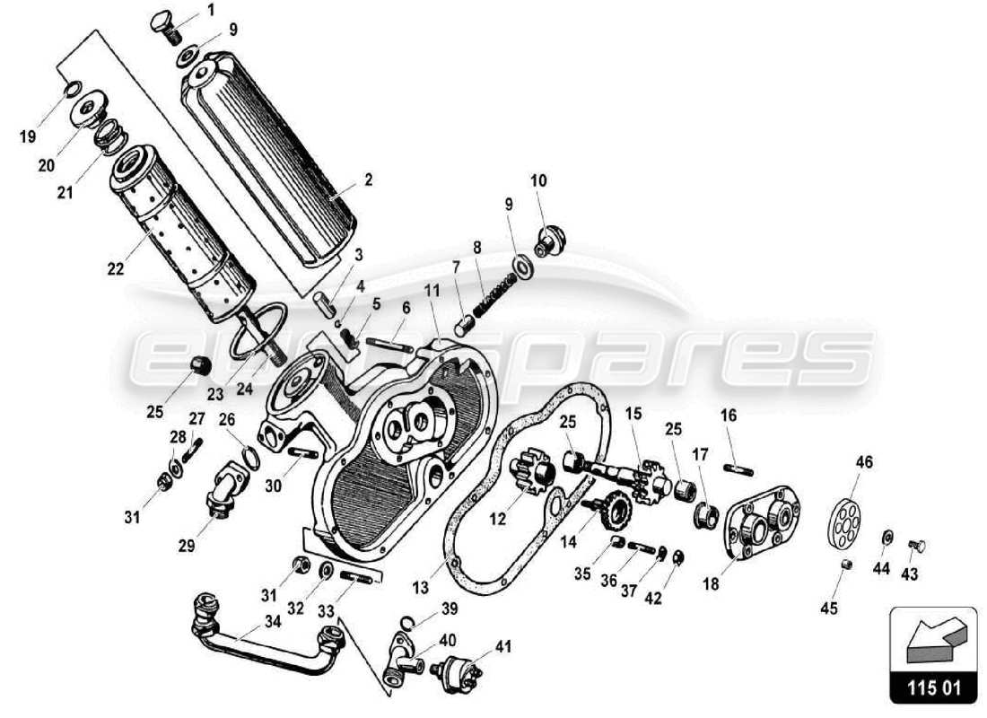 LAMBORGHINI MIURA P400 OIL FILTER PART DIAGRAM lamborghini miura p400 oil filter part diagram
