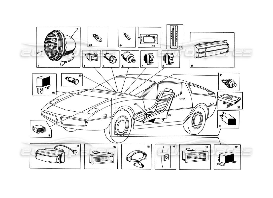 maserati bora (usa variants) lights and sundries parts diagram