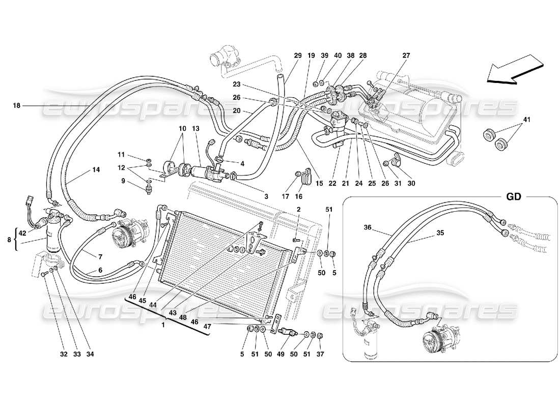 ferrari 456 gt/gta air conditioning system -valid from ass. nr. 20879 parts diagram