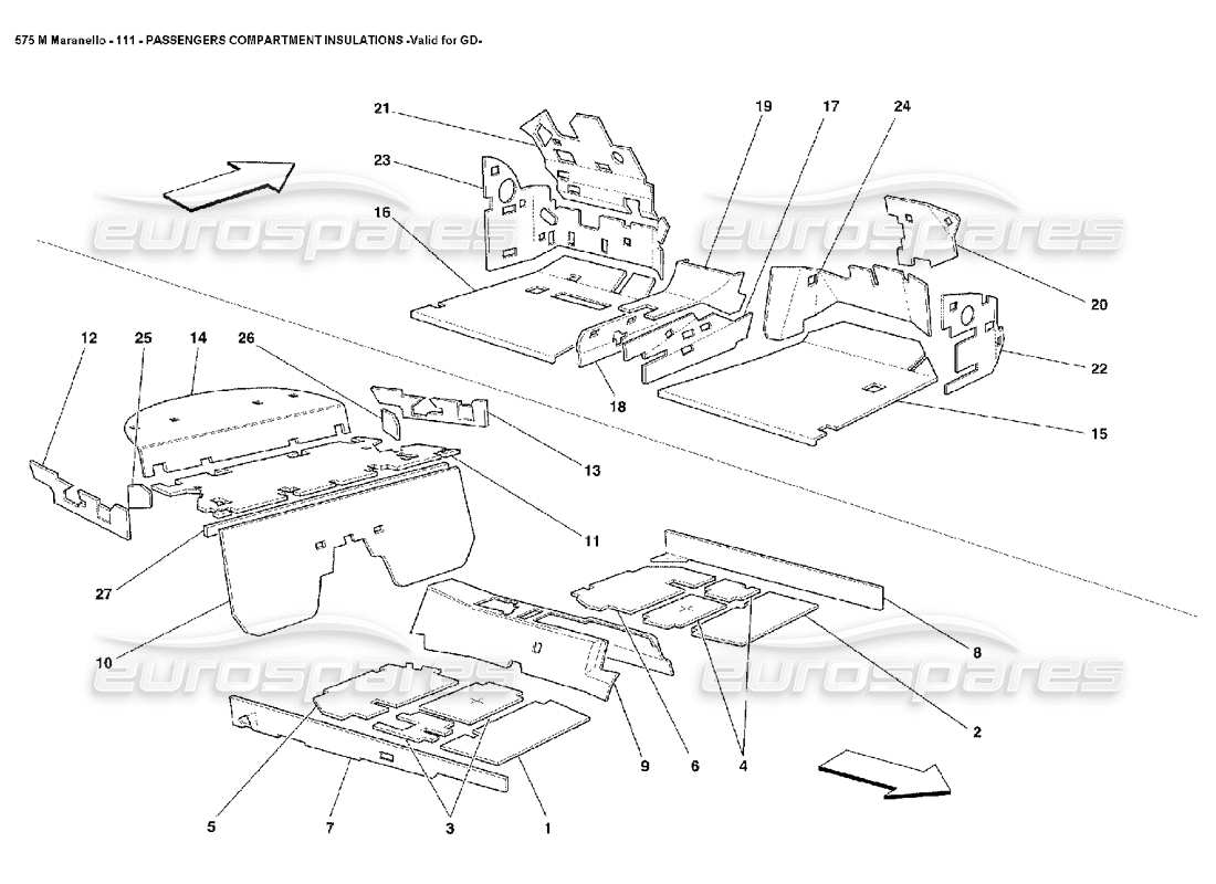 ferrari 575m maranello passengers compartment insulations valid for gd parts diagram