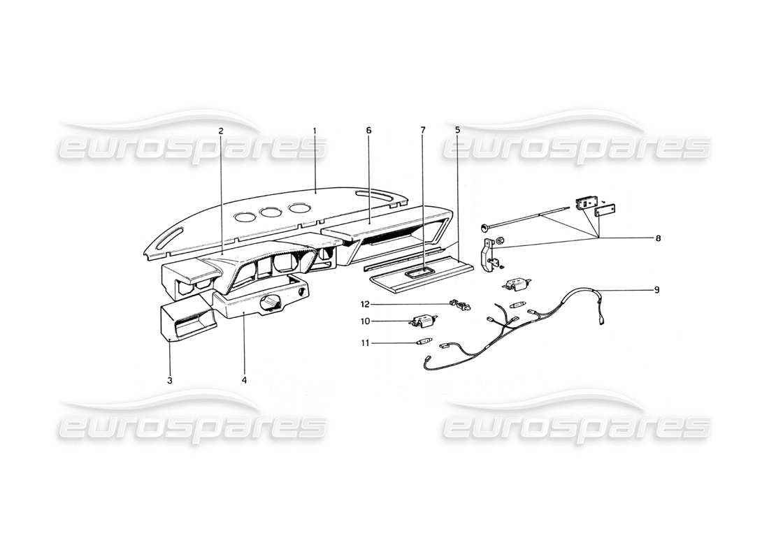 ferrari 365 gt4 berlinetta boxer instrument panel parts diagram
