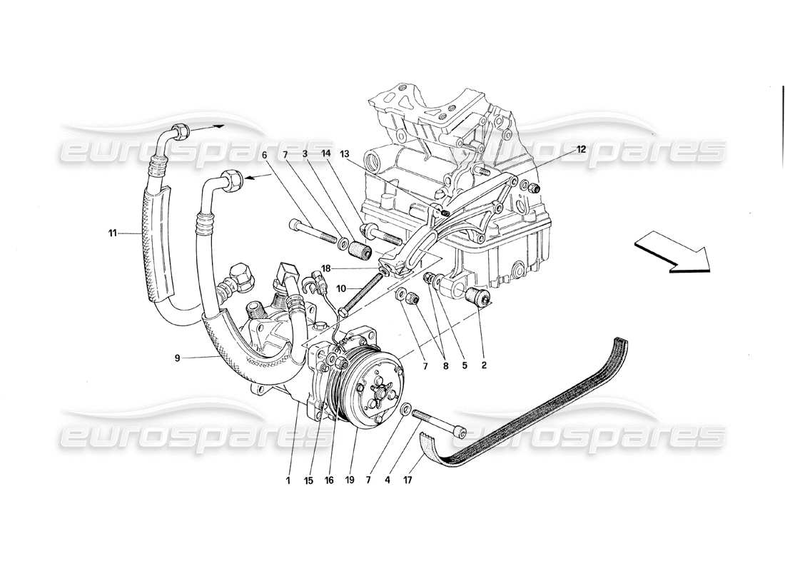 a part diagram from the Ferrari 348 (1993) TB / TS parts catalogue