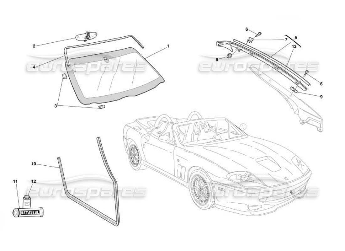 a part diagram from the Ferrari 550 Barchetta parts catalogue