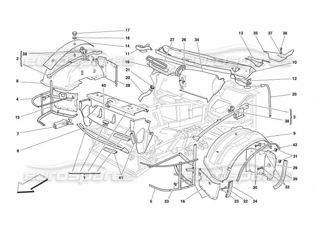 a part diagram from the Ferrari 550 Barchetta parts catalogue