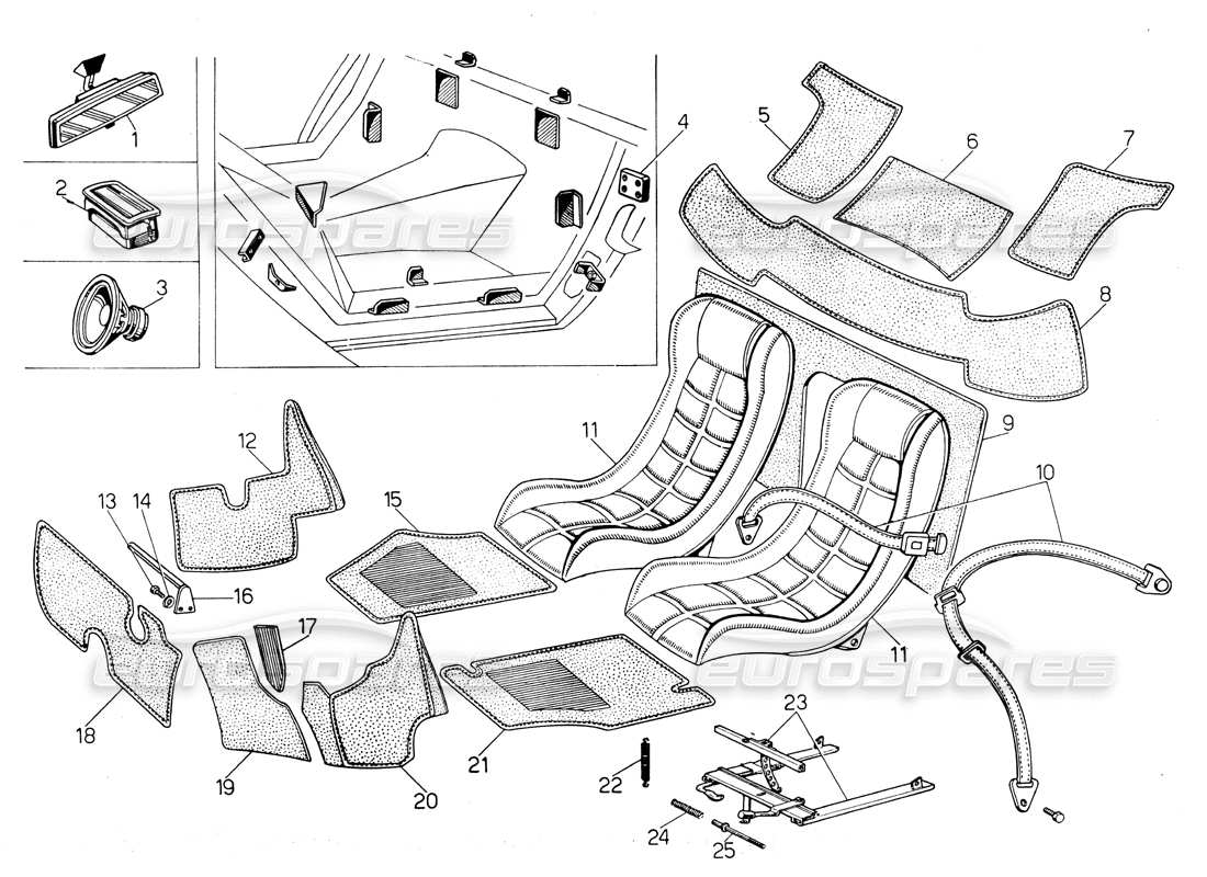 a part diagram from the lamborghini countach parts catalogue