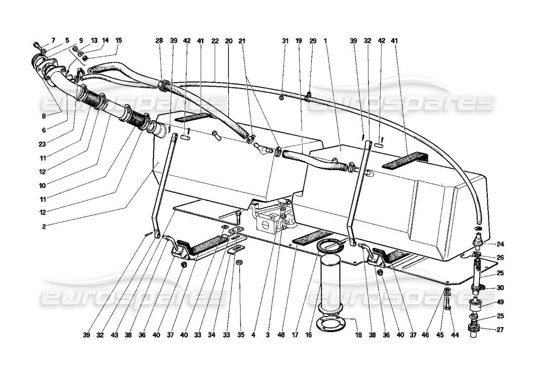 a part diagram from the ferrari testarossa parts catalogue