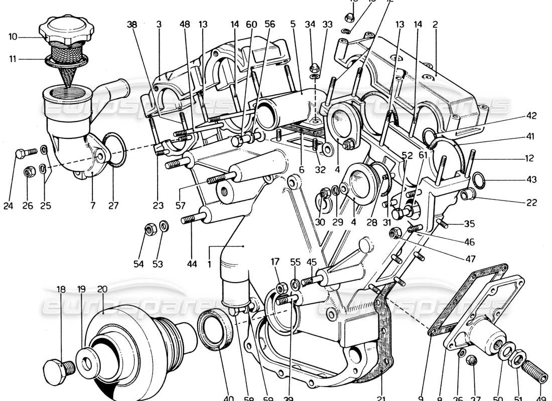 a part diagram from the ferrari 330 and 365 parts catalogue