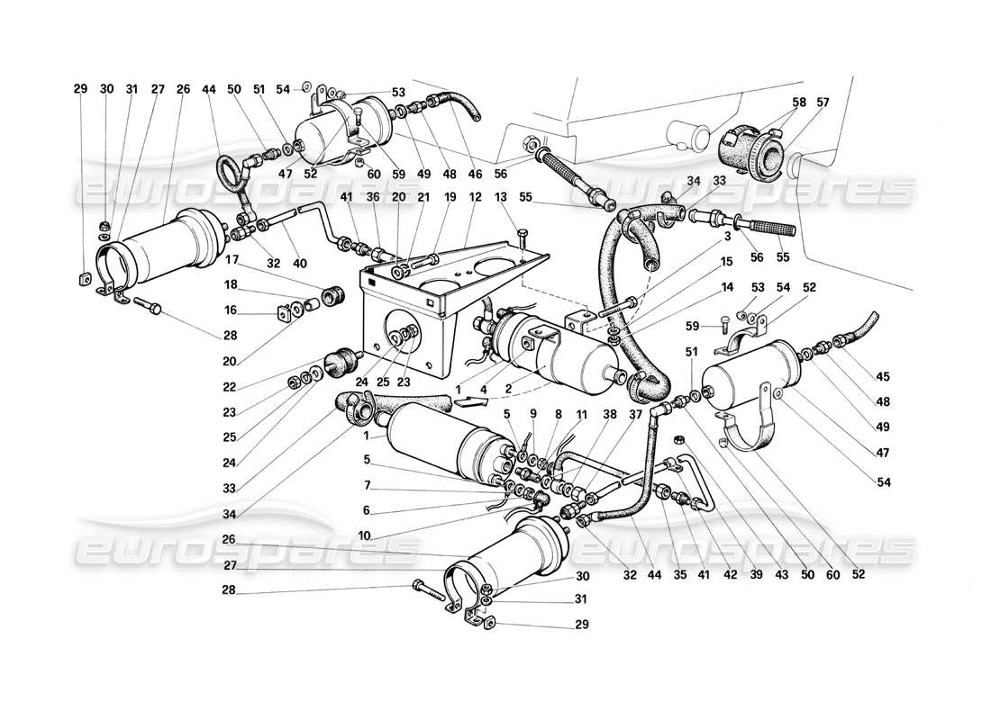 a part diagram from the ferrari testarossa (1987) parts catalogue
