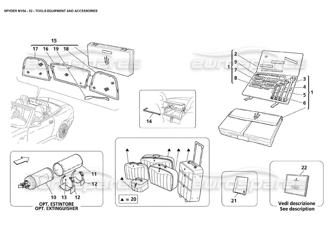 a part diagram from the Maserati 4200 Spyder (2004) parts catalogue