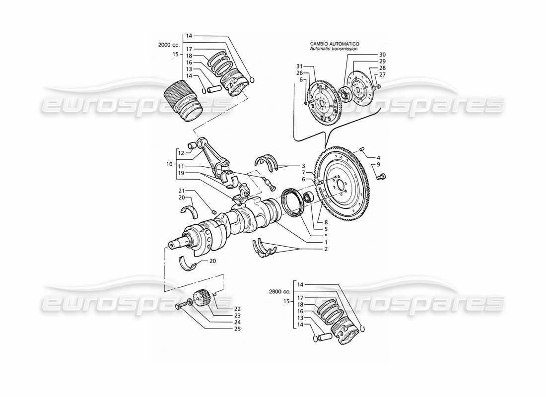 a part diagram from the maserati ghibli (1993-1995) parts catalogue