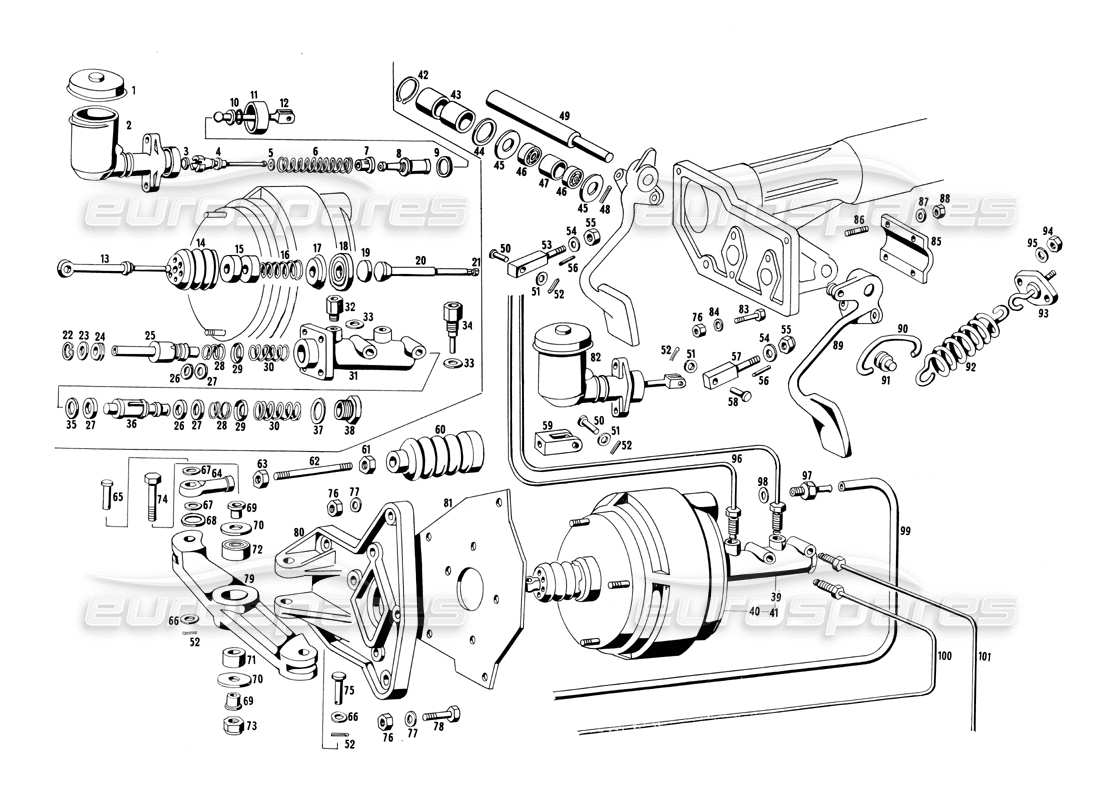 a part diagram from the maserati ghibli (1967-1973) parts catalogue