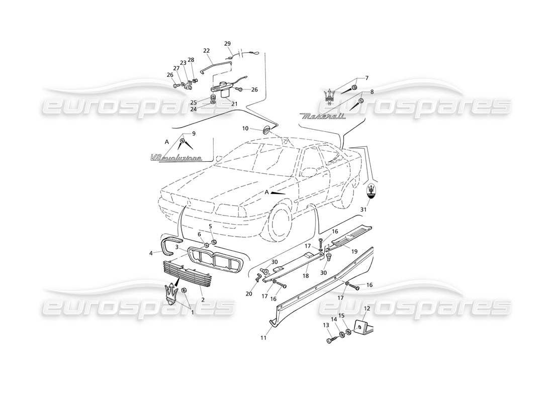 a part diagram from the maserati quattroporte (1996-2001) parts catalogue