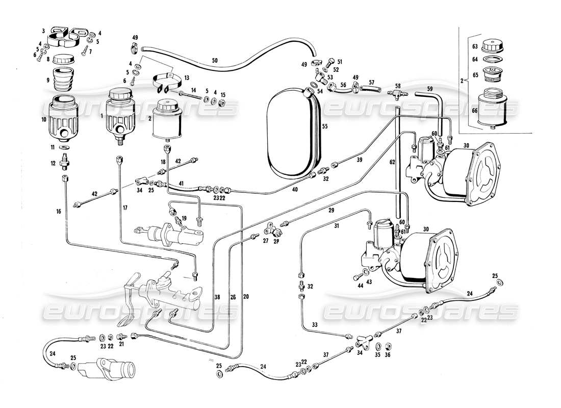 a part diagram from the maserati ghibli (1967-1973) parts catalogue