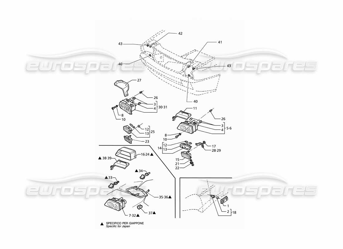 a part diagram from the maserati ghibli (1993-1995) parts catalogue