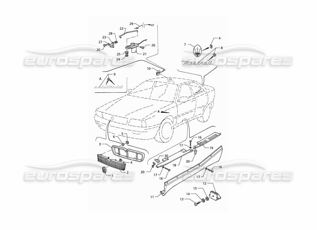 a part diagram from the maserati quattroporte (1996-2001) parts catalogue