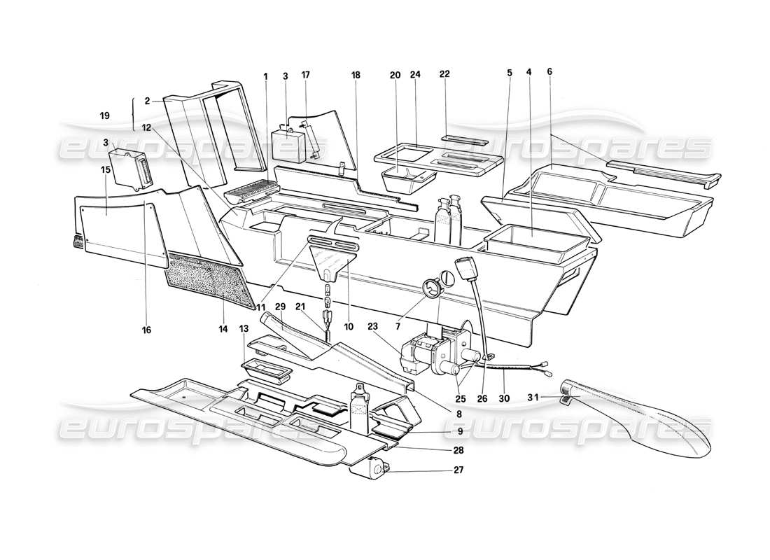 a part diagram from the ferrari testarossa parts catalogue