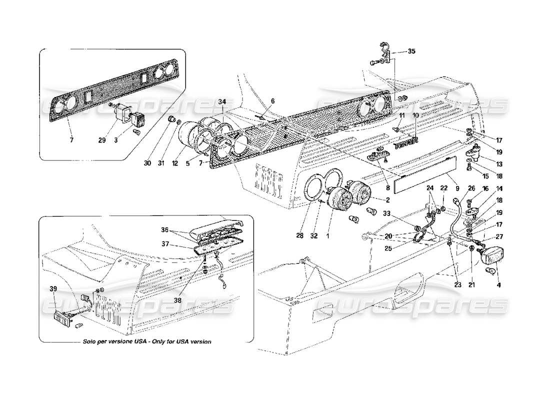 VIEW PARTS DIAGRAMS FROM THE FERRARI F40 PARTS CATALOGUE a part diagram from the ferrari f40 parts catalogue