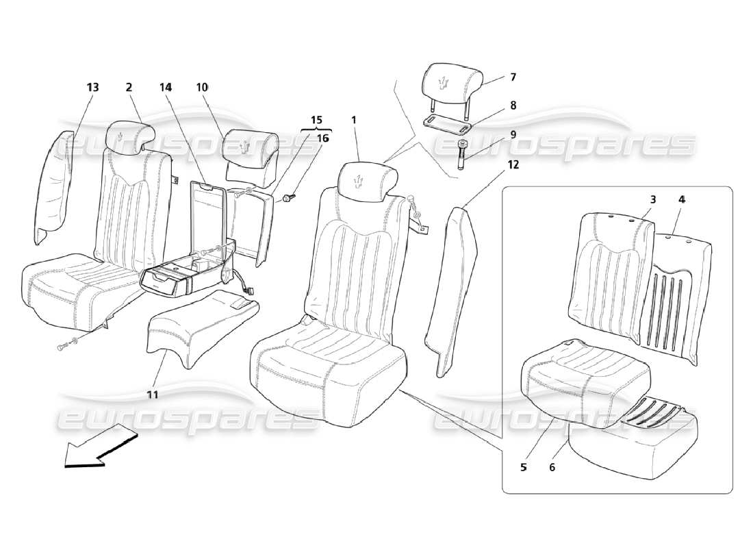 a part diagram from the maserati qtp. (2006) 4.2 parts catalogue