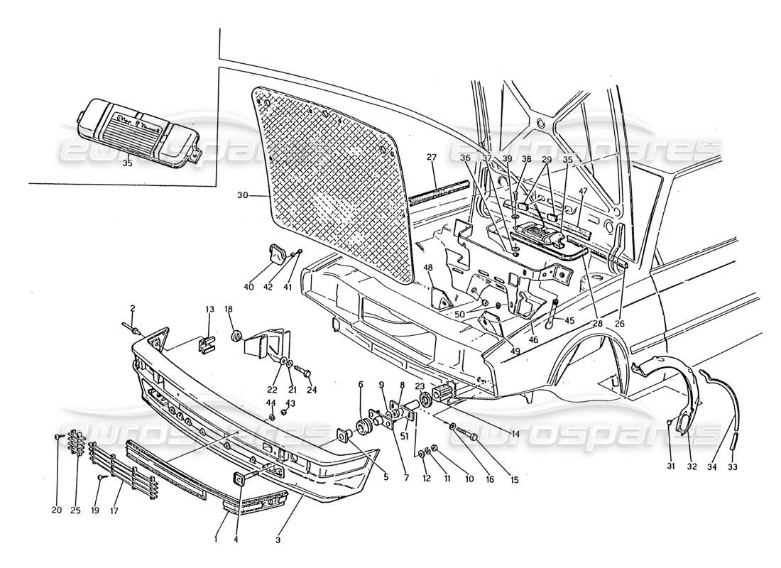 a part diagram from the maserati biturbo (1983-1995) parts catalogue