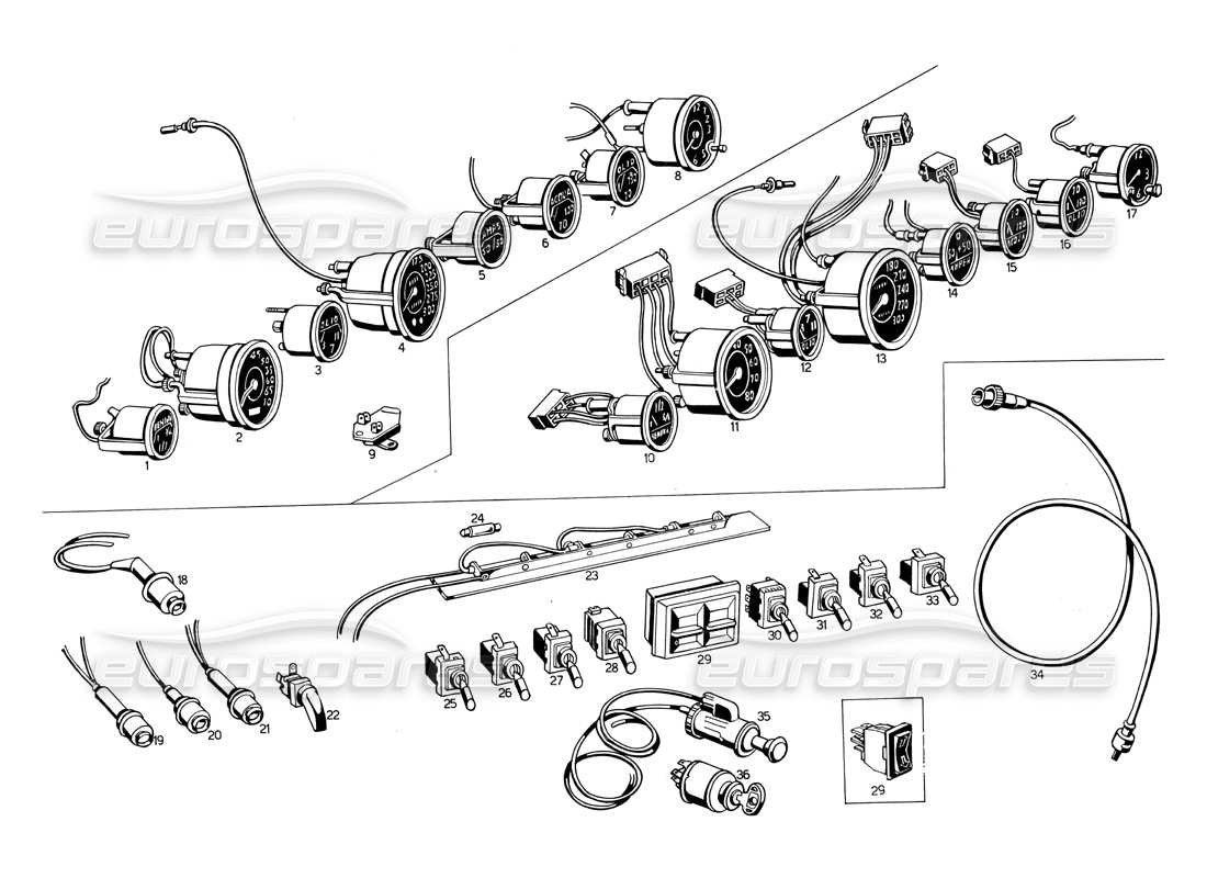 a part diagram from the maserati ghibli (1967-1973) parts catalogue