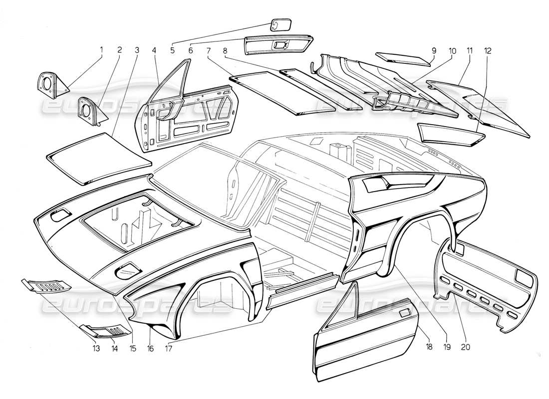 a part diagram from the lamborghini jalpa parts catalogue
