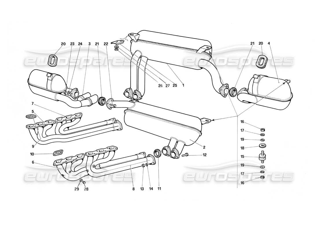 a part diagram from the ferrari testarossa parts catalogue