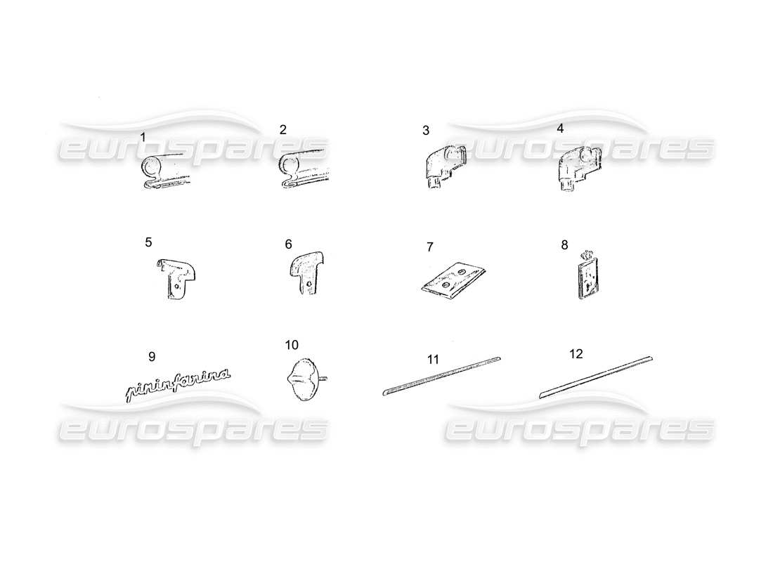 a part diagram from the ferrari 250 gt (coachwork) parts catalogue
