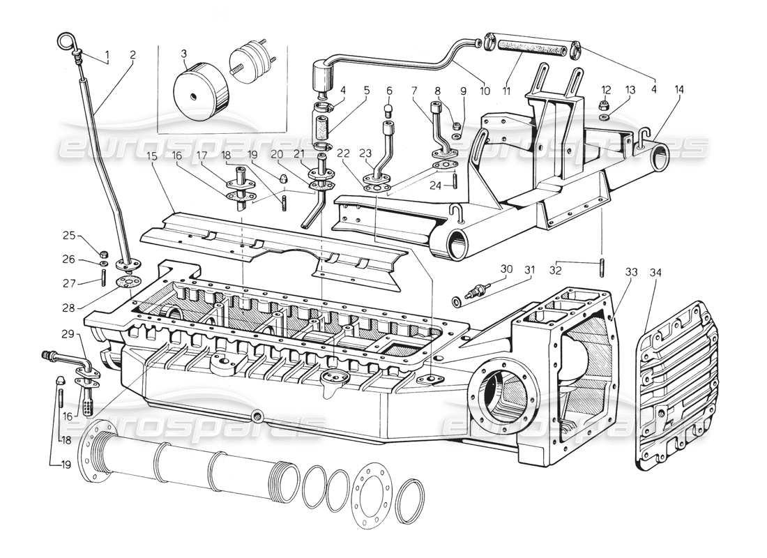 a part diagram from the lamborghini countach 5000 qv (1985) parts catalogue
