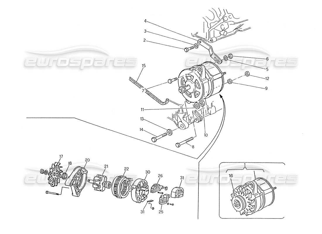 a part diagram from the maserati biturbo (1983-1995) parts catalogue