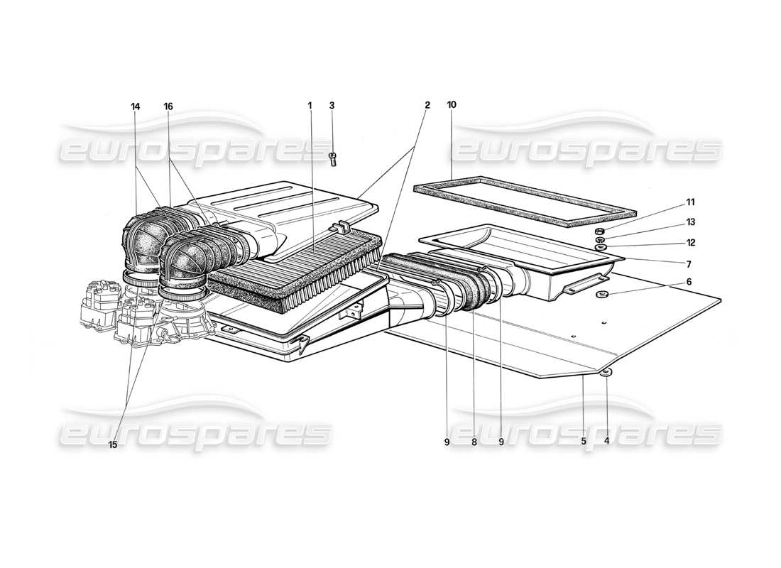 a part diagram from the ferrari testarossa parts catalogue