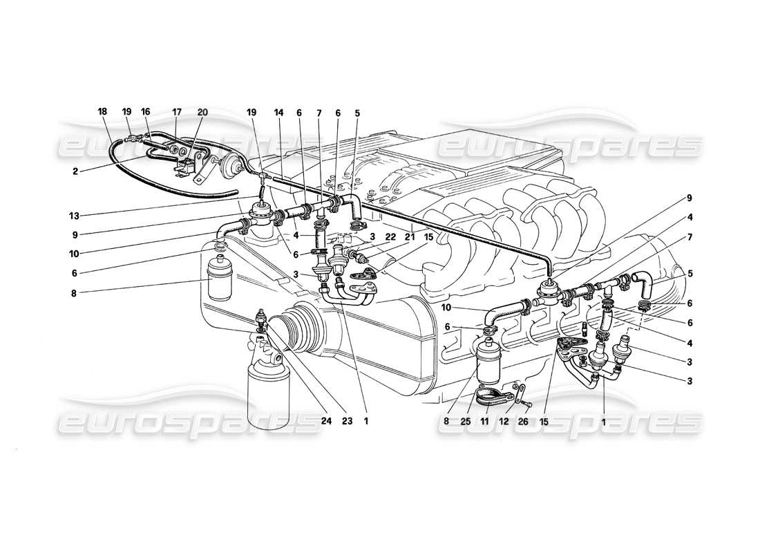 VIEW PARTS DIAGRAMS FROM THE FERRARI TESTAROSSA PARTS CATALOGUE a part diagram from the ferrari testarossa parts catalogue