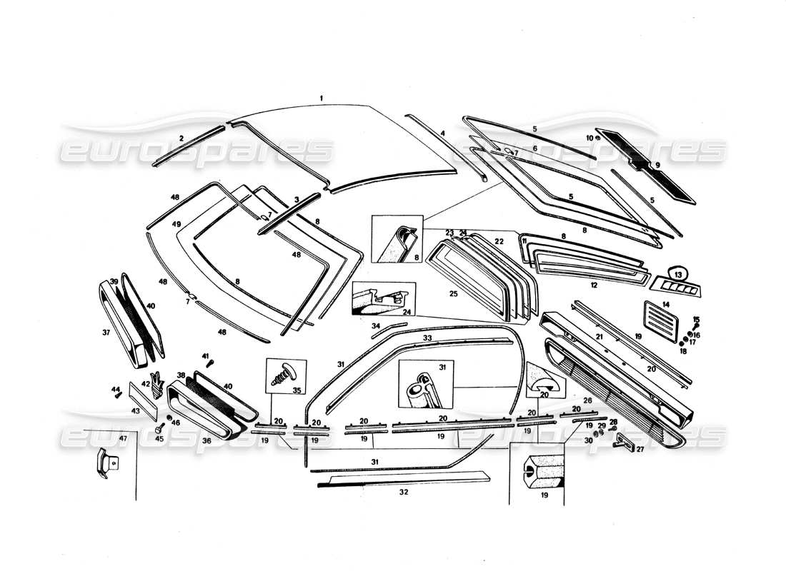 VIEW PARTS DIAGRAMS FROM THE MASERATI BORA PARTS CATALOGUE a part diagram from the maserati bora parts catalogue