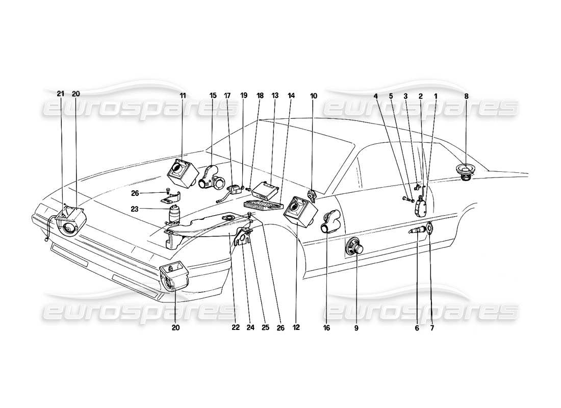 a part diagram from the ferrari 412 parts catalogue