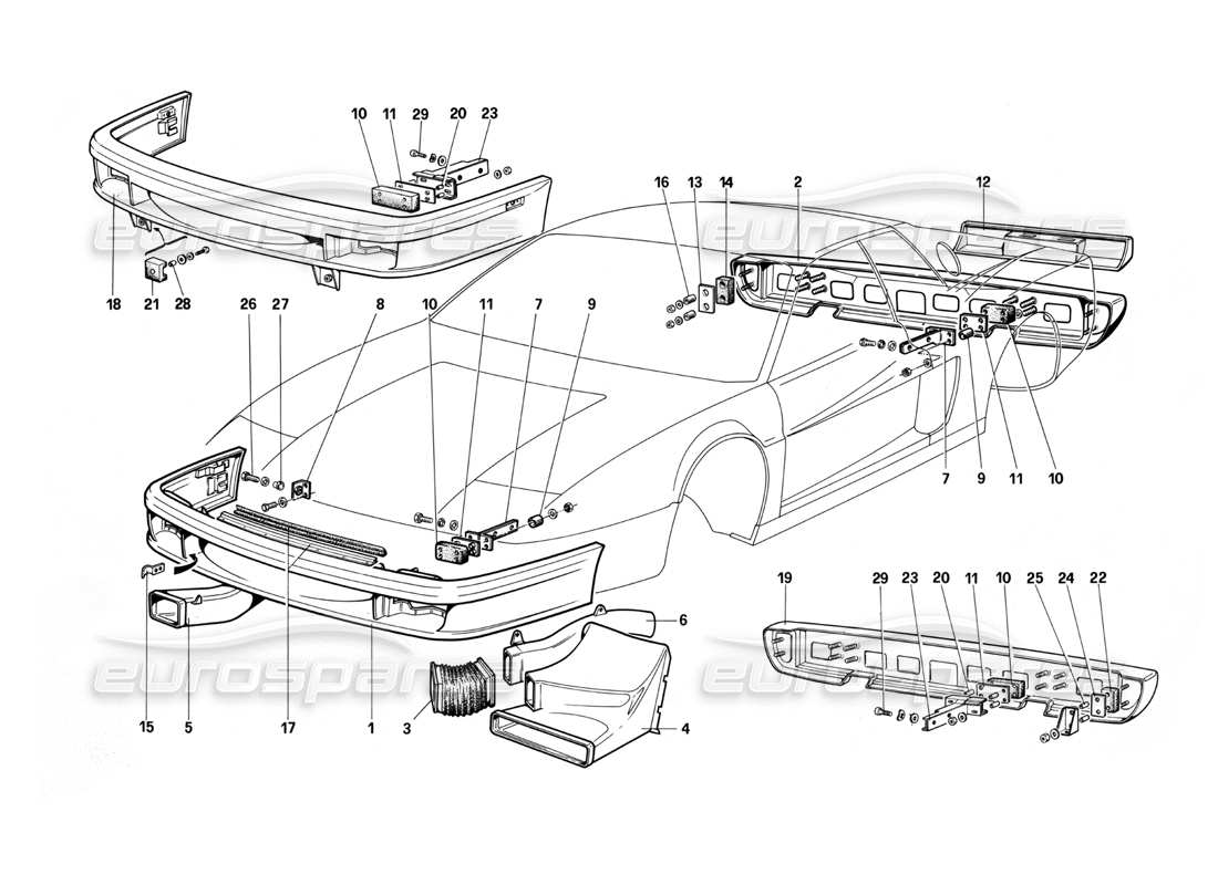a part diagram from the ferrari testarossa parts catalogue