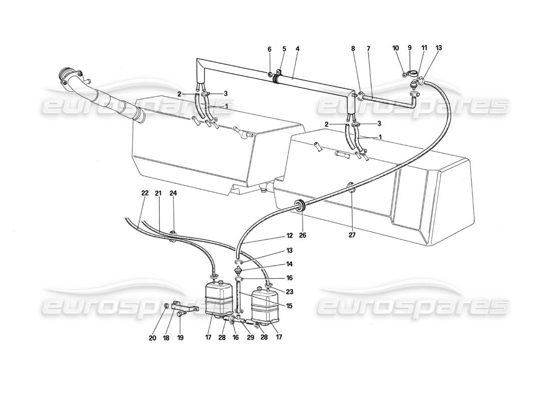 a part diagram from the ferrari testarossa parts catalogue