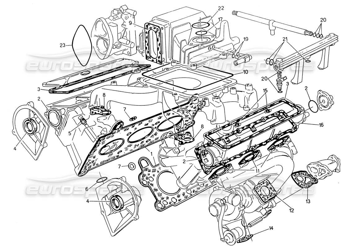 a part diagram from the maserati 222 / 222e biturbo parts catalogue