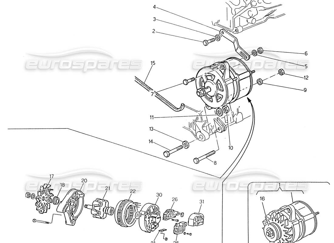 a part diagram from the Maserati 222 / 222E Biturbo parts catalogue