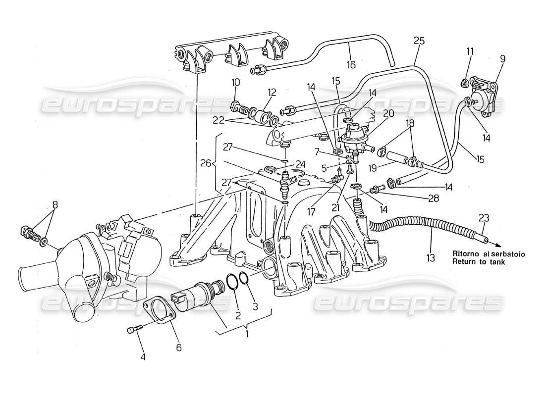a part diagram from the maserati biturbo (1983-1995) parts catalogue