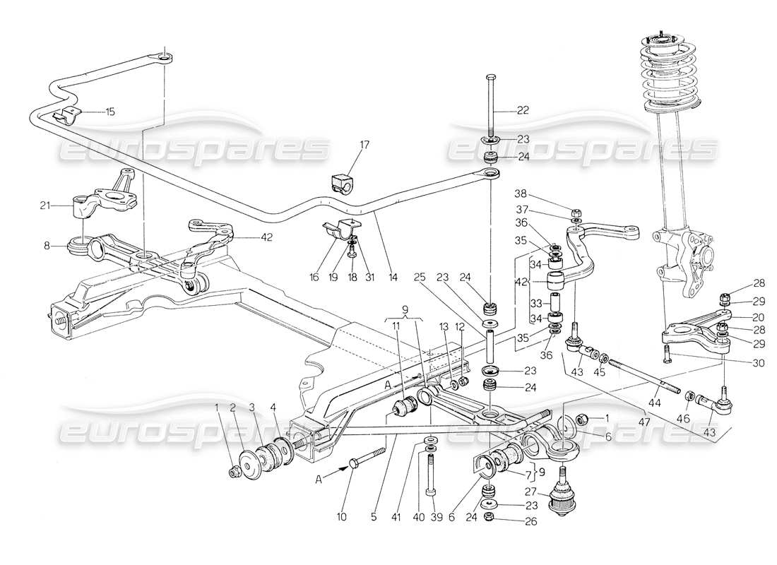 a part diagram from the Maserati Biturbo Spider parts catalogue