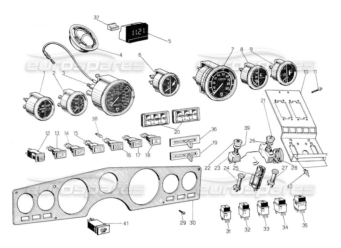 a part diagram from the lamborghini countach 5000 s (1984) parts catalogue