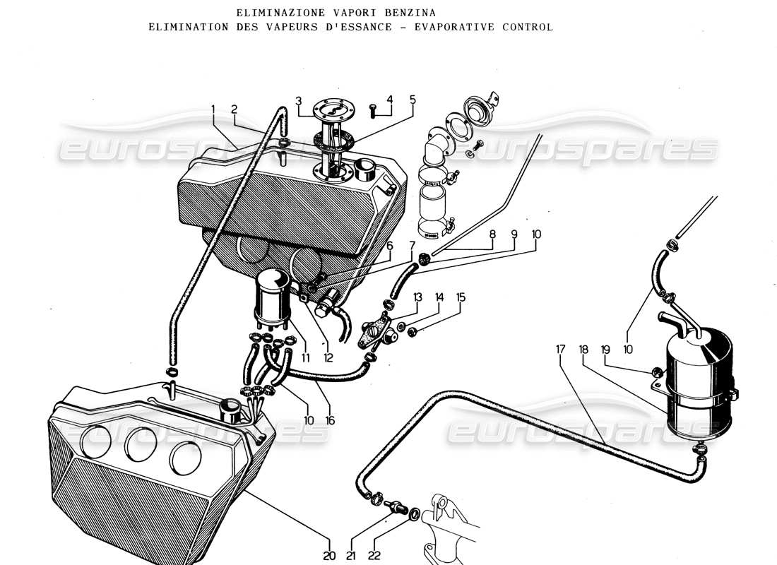 a part diagram from the lamborghini espada parts catalogue