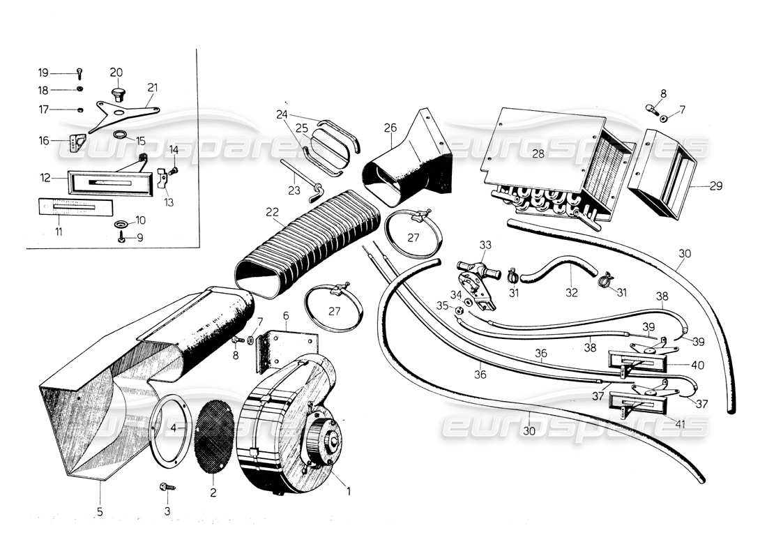 a part diagram from the lamborghini countach lp400 parts catalogue